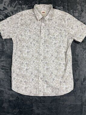 Levis White Floral Button-Up Short Sleeve Shirt Size L